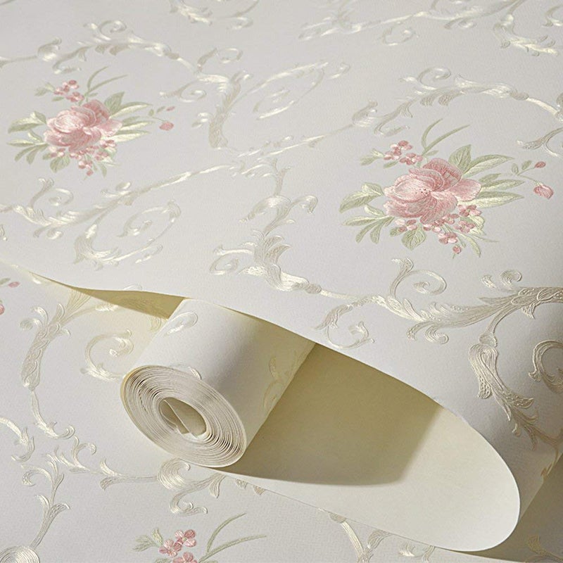 GLOW4U Non-Woven Decorative Flower Contact Paper Self Adhesive Luxury Embossed Floral Peel and Stick Wallpaper for Wall Living Room Bedroom Crafts Wall Decor 20.83 Inches by 9.8 Feet - Image 2